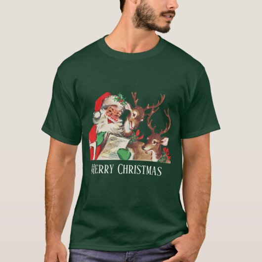 T-shirt rennes vintage de Noël Père Noël (Devant)