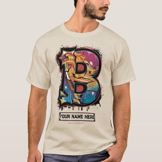 T-shirt Rep Votre Nom : Lettre Graffiti Personnalisable "B (Devant)