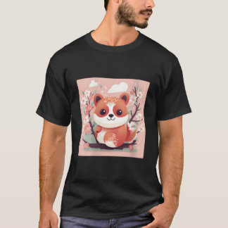 T-shirt Réparation adorable avec notre panda roux et fleur