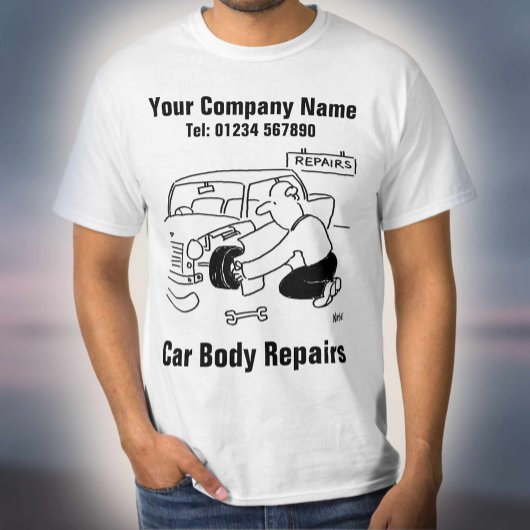 T-shirt Réparations de carrosserie - Avec nom et coordonné