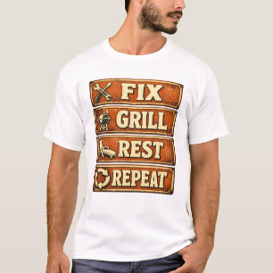 T-shirt Réparer Gril Repos Répéter Papa Bricoleur Grillade