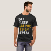 T-shirt répéter la conception graphique du sommeil (Devant entier)