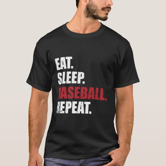 T-shirt Répéter le baseball du sommeil (Devant)