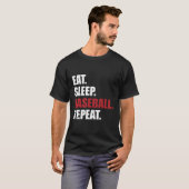 T-shirt Répéter le baseball du sommeil (Devant entier)