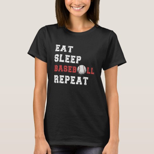 T-shirt Répéter le baseball du sommeil (Devant)