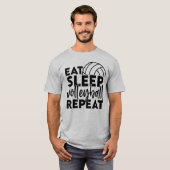 T-shirt Répéter le volley-ball du sommeil (Devant entier)