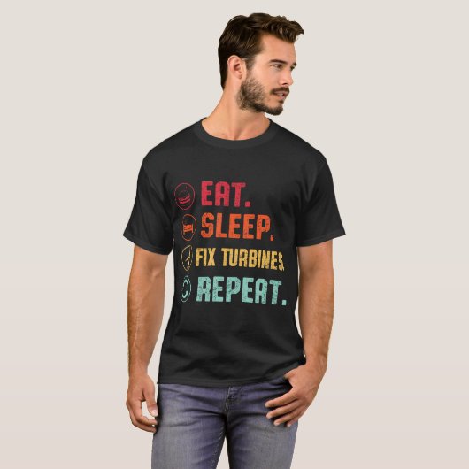 T-shirt Répéter les turbines du sommeil - Vent Turbine (Devant entier)