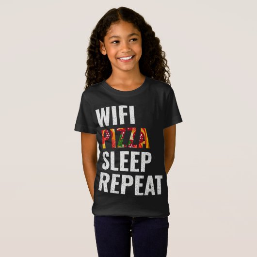 T-Shirt Répétition de sommeil de pizza Wifi (Devant entier)