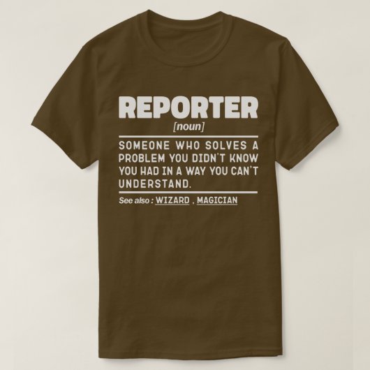 T-shirt Reporter Noun Reporting Cool de communication de p (Design devant)