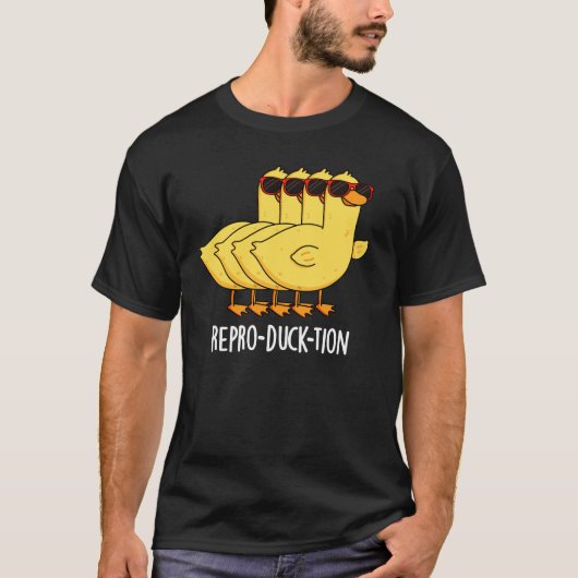 T-shirt Repro-duck-tion Funny Animal Canard Pun Dark BG (Devant)