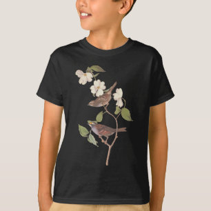 T-shirt Reproduction d'Audubon de Bruant Throsé Blanc