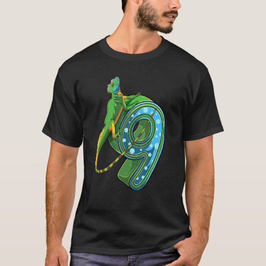 T-shirt Reptile 9e anniversaire Lizard 9 ans B jour (Devant)