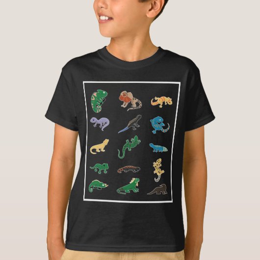 T-shirt Reptile Collage Gecko Snake Lizard (Devant)