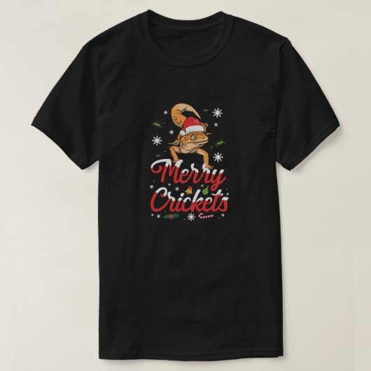 T-shirt Reptile Joyeux Crickets Lizard Gecko Mauvais Noël (Design devant)