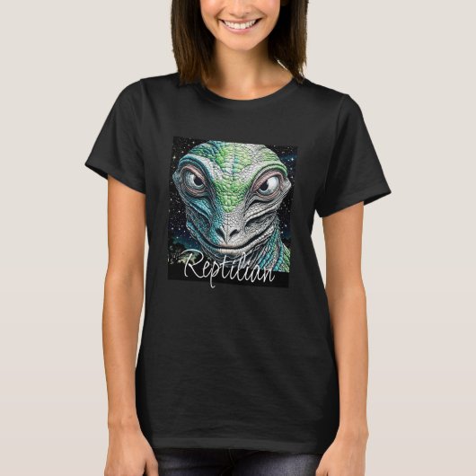 T-shirt Reptilian Lizard Homme Alien Extraterrestre En cou (Devant)