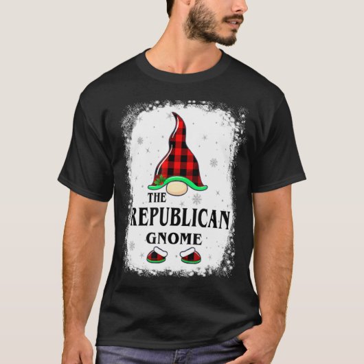 T-shirt Republican Gnome Buffalo Plaid Matching Family Xma (Devant)