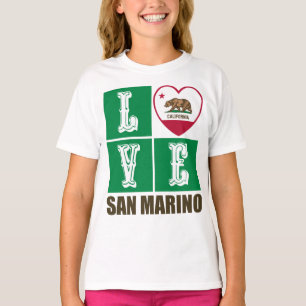 T-shirt République de Californie Drapeau Coeur Saint-Marin