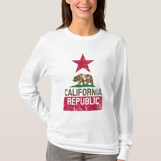 T-shirt RÉPUBLIQUE DE CALIFORNIE Drapeau de l'État Grunge (Devant)
