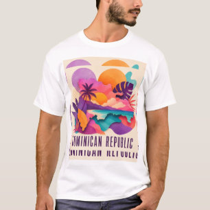 T-shirt République dominicaine Collage contemporain des Ca