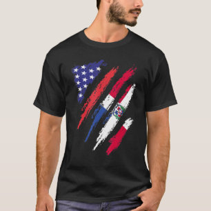 T-shirt République Dominicaine Drapeau Croissant Américain