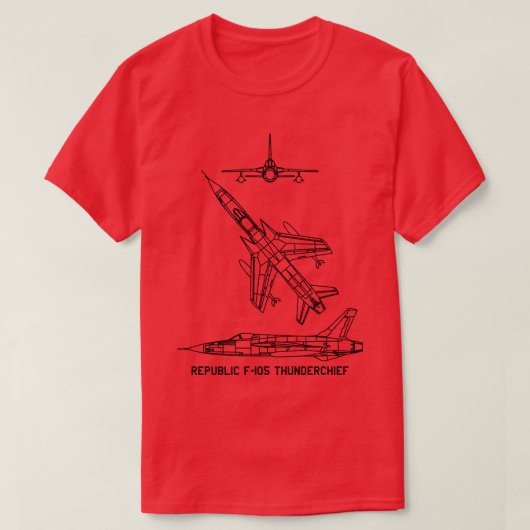 T-shirt République F105 Thunderchief American Plane Bluepr (Design devant)