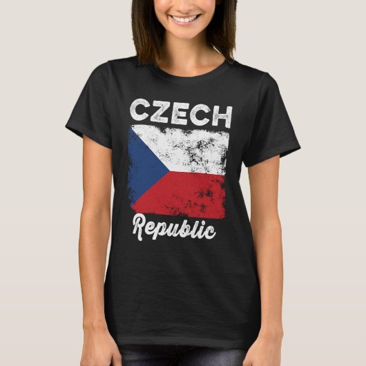 T-shirt République Tchèque Drapeau Distorsion Hommes Femme (Devant)