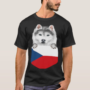 T-shirt République Tchèque Drapeau Sibérien Husky Chien Da