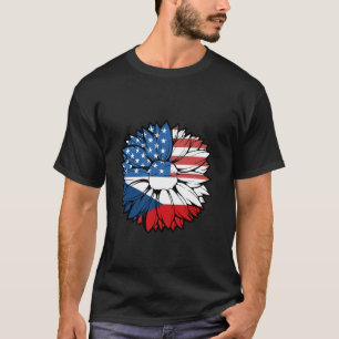 T-shirt République tchèque Drapeau Tournesol USA Amérique 