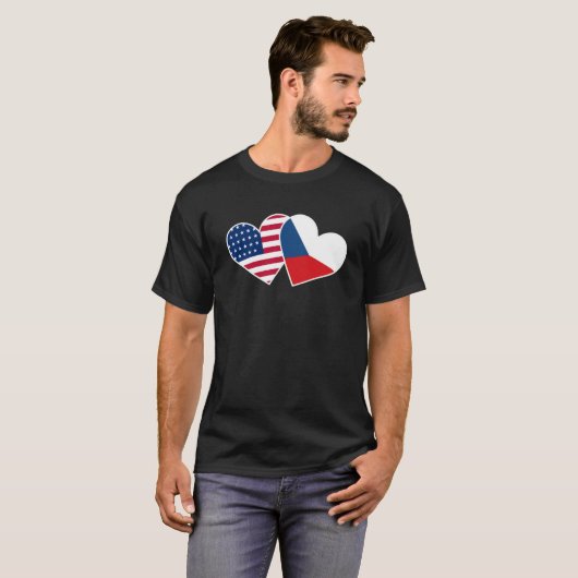 T-shirt République Tchèque USA Coeur Drapeau Tchèque Améri (Devant entier)