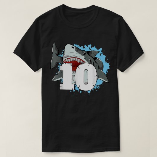 T-shirt Requin 10e anniversaire garçon 10 Ten Shark Theme (Design devant)