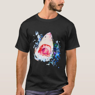 T-shirt Requin affamé Peint à la main requin
