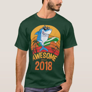 T-shirt Requin Anniversaire 2 Ans Surf Awesome Depuis 2018