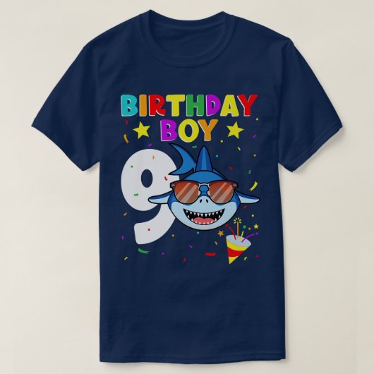 T-shirt Requin Anniversaire 9 Ans 9Anniversaire Garçon Mat (Design devant)