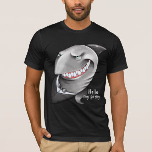 T-shirt Requin astucieux peint à la main (grand sourire,