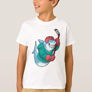 T-shirt Requin au hockey sur glace avec bâton de hockey su