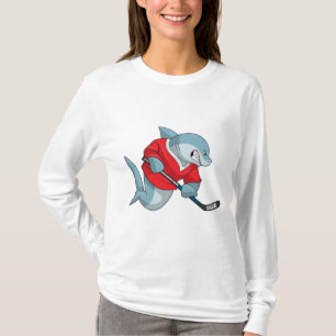 T-shirt Requin au hockey sur glace avec bâton de hockey su