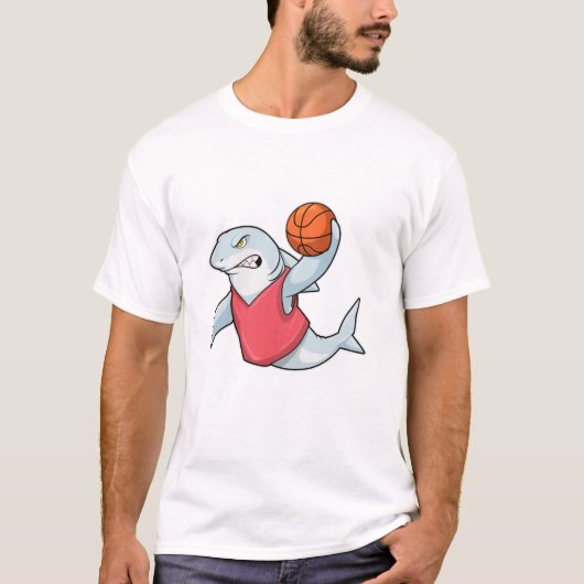 T-shirt Requin aux sports avec basket-ball (Devant)
