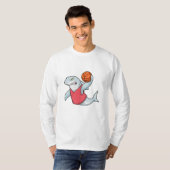 T-shirt Requin aux sports avec basket-ball (Devant entier)