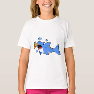 T-shirt Requin avec pizza comme appât