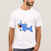 T-shirt Requin avec pizza comme appât (Devant)