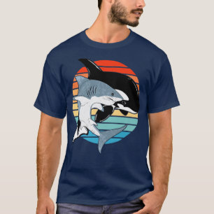 T-shirt Requin blanc et Orca Jour Vintage du coucher du re