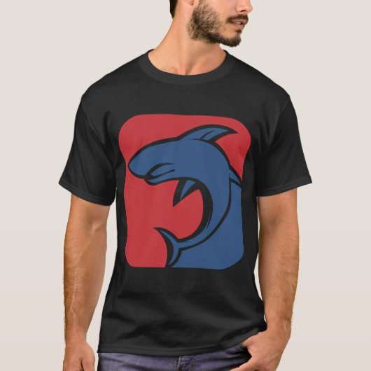 T-shirt requin bleu rouge (Devant)
