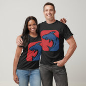 T-shirt requin bleu rouge (Unisexe)