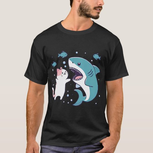 T-shirt Requin Chat Nageant (Devant)