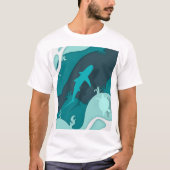 T-shirt Requin cool et tortue Art Abstrait (Devant)