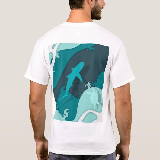 T-shirt Requin cool et tortue Art Abstrait (Dos)