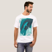 T-shirt Requin cool et tortue Art Abstrait (Devant entier)