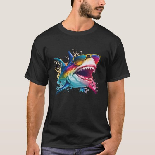 T-shirt Requin cool portant des lunettes de soleil (Devant)