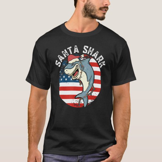 T-shirt Requin de Santa Hat (Devant)