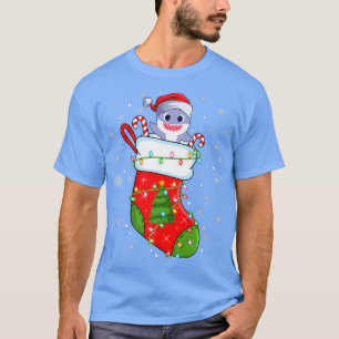 T-shirt Requin drôle dans les chaussettes de Noël Père Noë